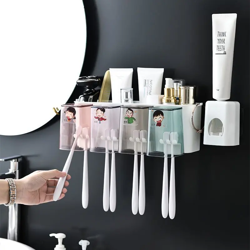 Bộ Giá Để Bàn Chải Đánh Răng, Không Cần Đục Lỗ, Bao Gồm Cốc Súc Miệng, Cốc Kem Đánh Răng, Giá Treo Khăn Tắm Và Giá Để Bàn Chải Đánh Răng, Đồ Gia Dụng 5