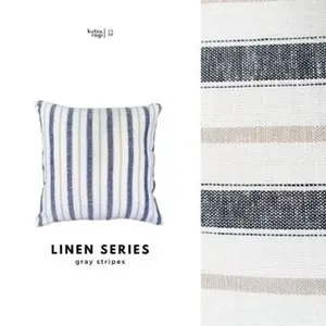 Kutsurogi Sarung Bantal Estetik Pillow Cover Aesthetic Bahan Linen Motif Linen 2.0 Ukuran 30x50 40x40 45x45 50x50 - Gray Stripes, 30x50Horizontal