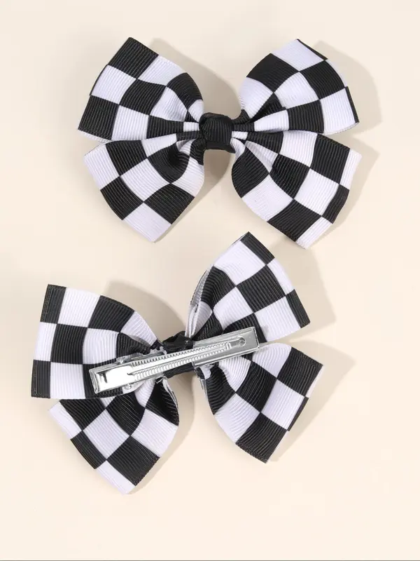 Checkerboard Pattern Bow Decor Hair Clip, Cute Hair Accessories for Girls, Minimalist Headwear Suitable for Thick Hair, Fashion Hair Accessories for Party, Daily Clothing Decor 7