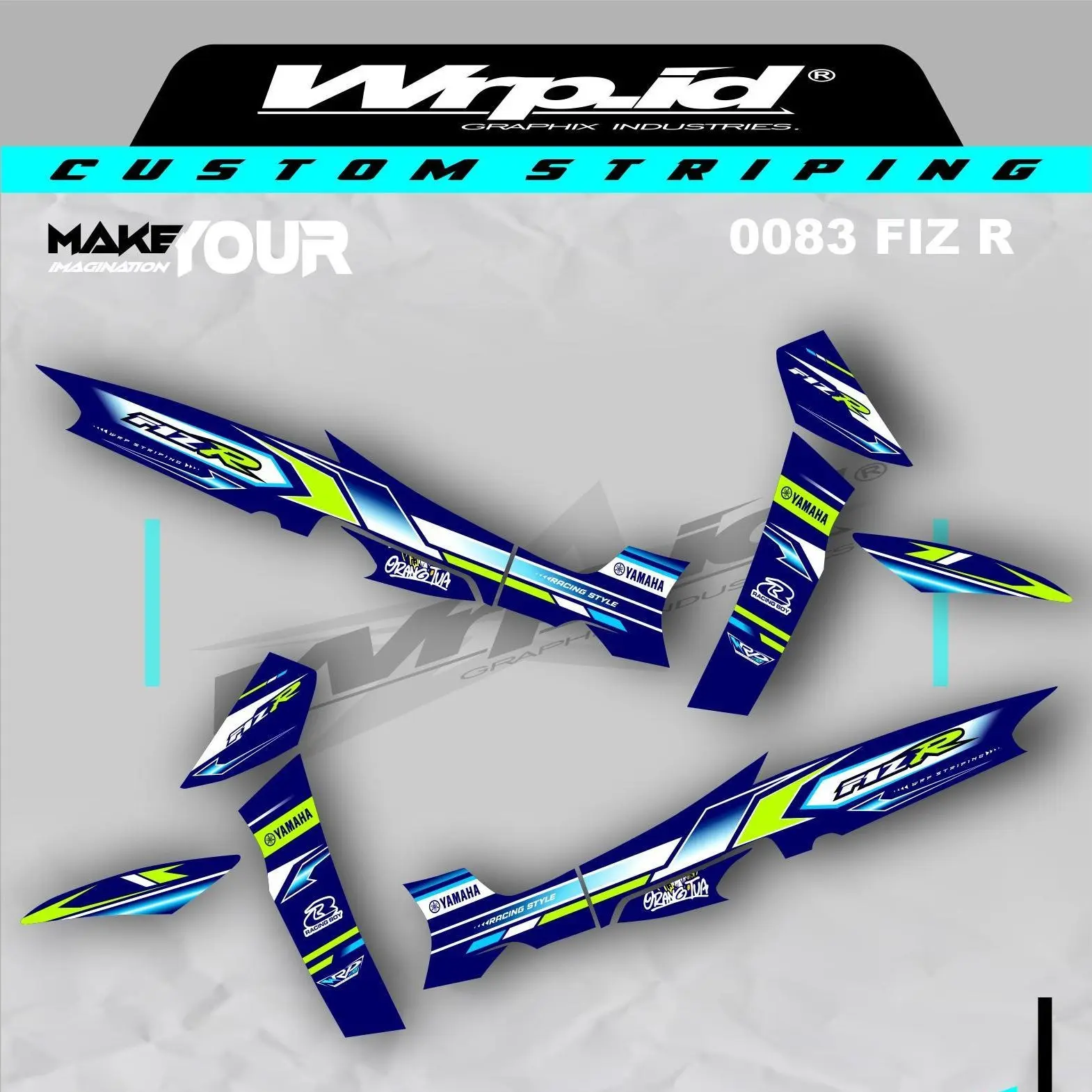 0083 sticker striping motor fiz r motif garis racing simple kekinian