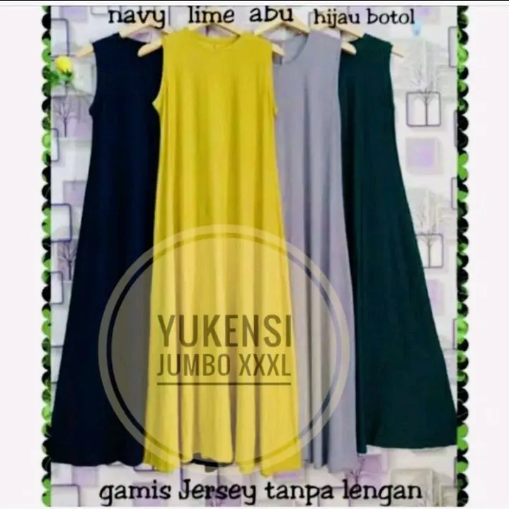 GAMIS YUKENSI JUMBO XXXL/ bahan Jersey Manset daleman inner yukensi (kutung) bahan jersey super tebal adem lembut fhasion muslim warna hitam navy putih SINGLET DALAMAN GAMIS TANPA LENGAN melar merah Nyaman Biru Wanita Panjang Ungu Pink