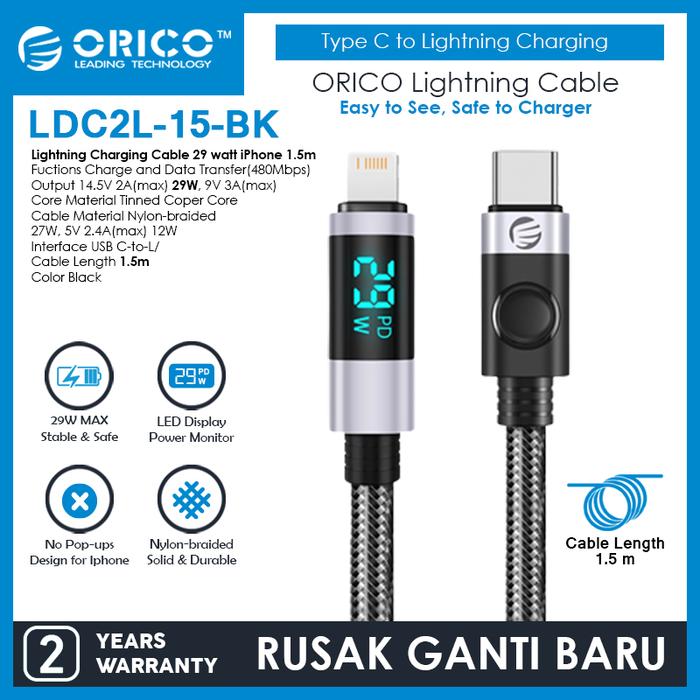 Gambar ORICO Lightning Charging Cable 29 watt - LDC2L-15 - Warna dari ORICO INDONESIA Official Shop Kota Administrasi Jakarta Utara Tokopedia