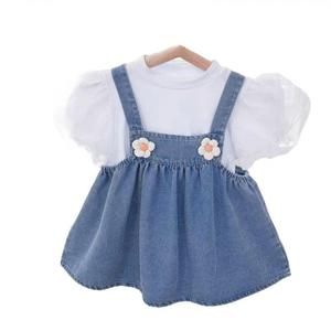 ชุดกระโปรงแขวนฤดูร้อนสำหรับเด็กผู้หญิง, ชุดสองชิ้น, กระโปรงแฟชั่นใหม่สำหรับเด็กผู้หญิง, เสื้อผ้าเด็กฤดูร้อน, ชุดสูทผ้าเดนิมสไตล์เกาหลี, แฟชั่น