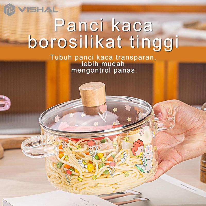 Product Introduction of VISHAL Panci Kaca Tahan Panas Borosilicate / Soup Pot Kaca Bermotif VS-337 1