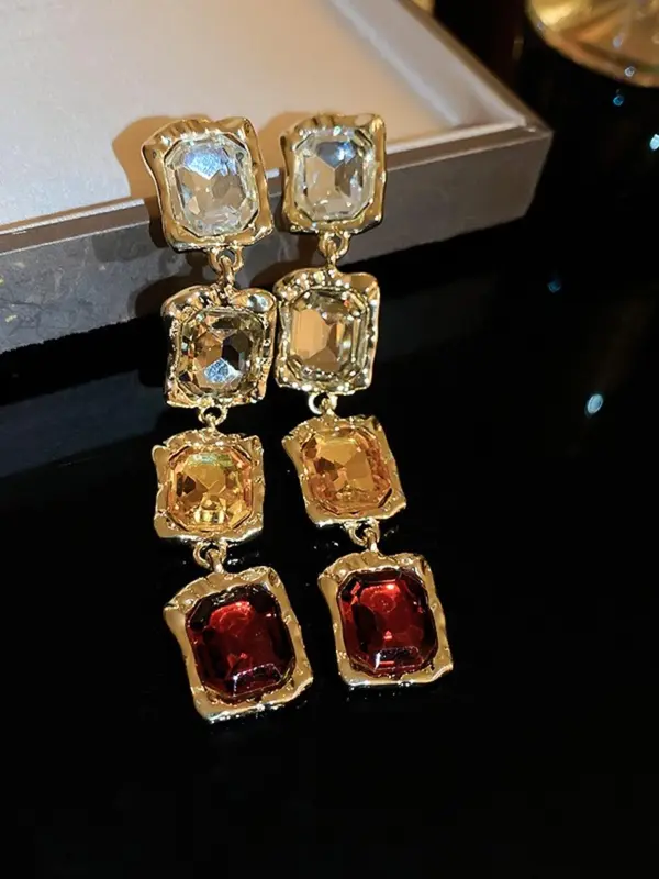 Women's Elegant Rhinestone Decorated Jewelry Set, Exquisite Trendy Necklace & Dangle Earrings, Fashionable Jewelry Set for Party Decoration 3