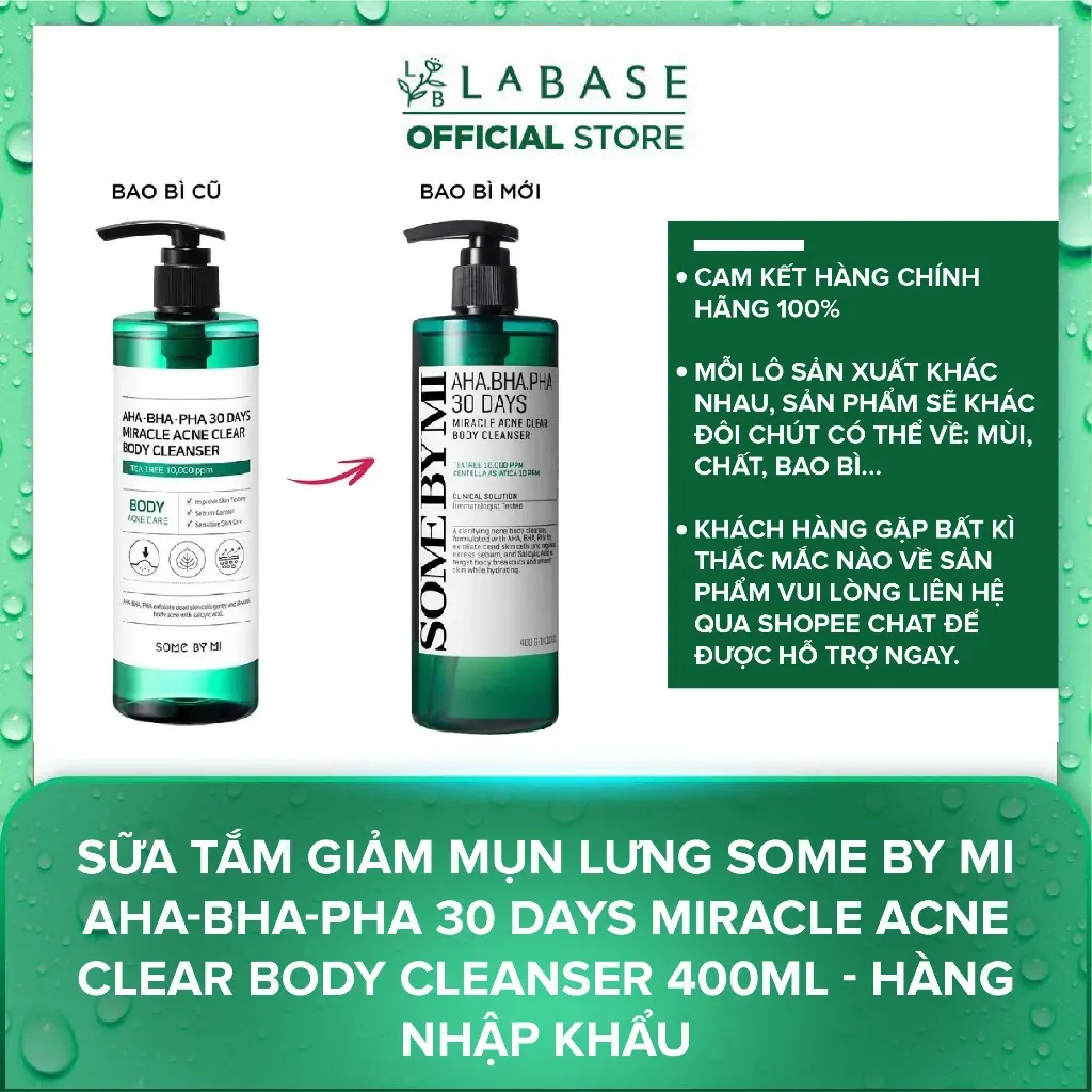 Sữa Tắm Giảm Mụn Lưng Some By Mi AHA-BHA-PHA 30 Days Miracle Acne Clear Body Cleanser 400ml