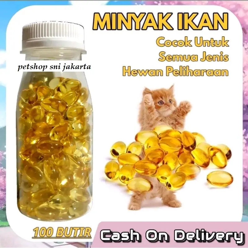 Vitamin Kucing Anjing Fish Oil Minyak Ikan Suplemen Vitamin Bulu Lebat 100 Kapsul