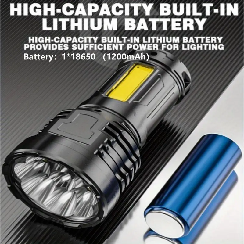8 LED Flashlight with COB Side Reading Light, Rechargeable Camping Torch, Durable Outdoor Camping Accessories for Gifts, Christmas Gift 7