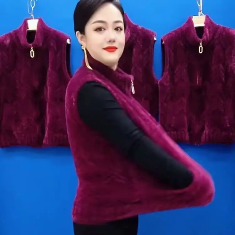 Quần Áo Mùa Đông Cho Mẹ, Phong Cách Phương Tây, Áo Khoác Nhung Lông Chồn, Trang Phục Mùa Thu Thanh Lịch, Áo Vest, Thích Hợp Cho Phụ Nữ Trung Người Già Và Cao Tuổi, Áo Vest Dễ Phối Đồ, Hàng Mới Về 2024 7
