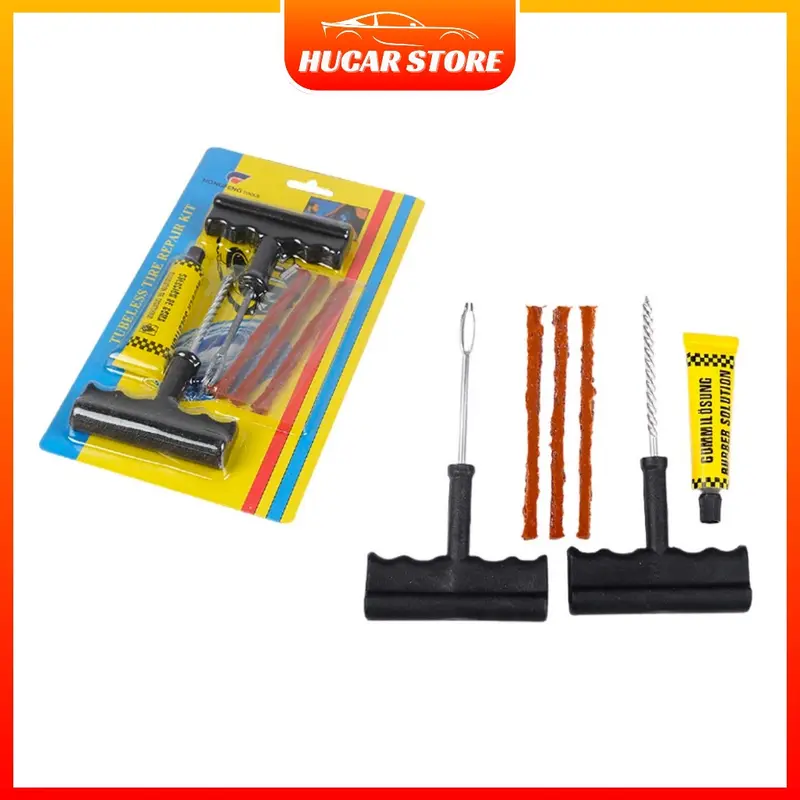 Bộ dụng cụ vá săm lốp không ruột xe máy ô tô khẩn cấp, vá dùi lụi vỏ xe máy ô tô dự phòng tiết kiệm tiện lợi Hucar 2