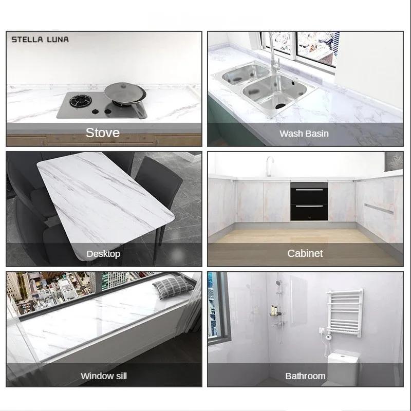 Product Introduction of Self adhesive ceramic tile stickers, stove countertop furniture renovation oil resistant posts matte marble stickers kitchen terrazzo film ceramic tile waterproof imitation stone rock board wallpaper wallpaper cabinet thickness kitchen waterproof marble 4
