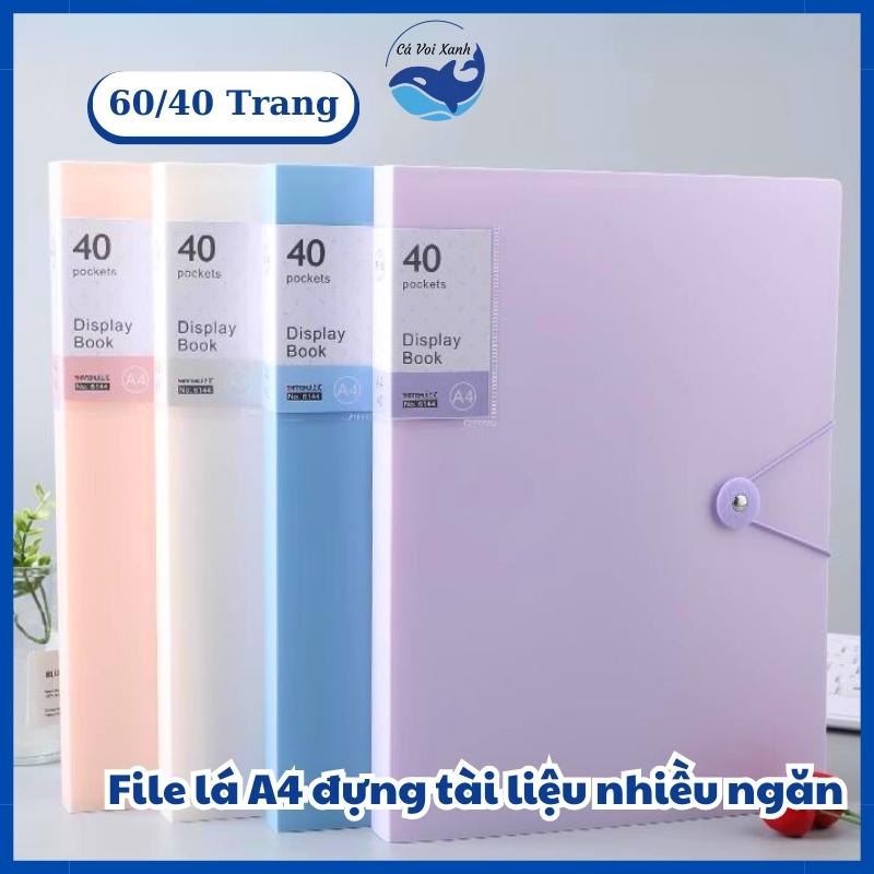 File lá A4 đựng tài liệu nhiều ngăn, Tệp đựng tài liệu 40 lá 60 lá chất liệu PP cao cấp - bìa đựng giấy A4
