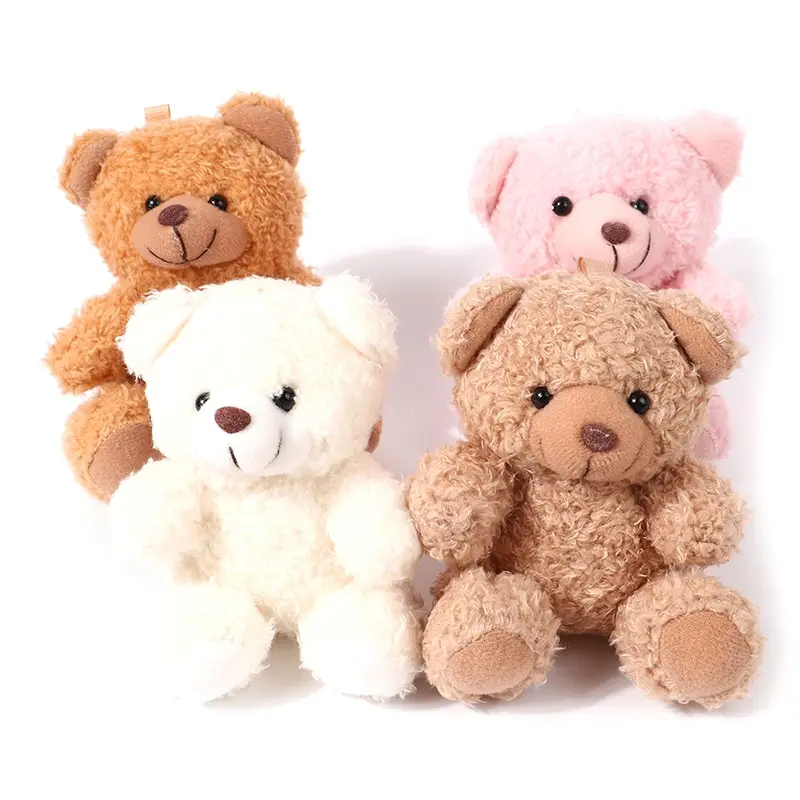 12Cm Curly Plush Sitting Doll Small Plush Toy Bear Bag Pendant DIY Wedding Gift Box Keychain Pendant 4 Color