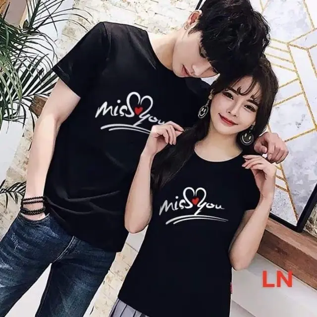 Áo đôi áo cặp  in chữ nhớ tiếng anh vải bao đẹp hình in sắc nét  240GMS Sản phẩm