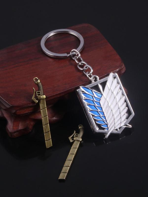 Anime Design Keychain, Metal Wing Design Keychain for Men & Women, Trendy All-match & Exquisite Keychain for Birthday Gift 3
