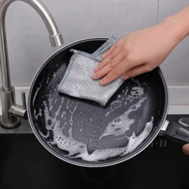 Khăn Lưới Rửa Bát Kim Loại - Khăn Lưới Dùng Lau Bát Chén Dĩa, Cọ Rửa Xoong Nồi, Chống Bám Dầu vật liệu pvc bền 4