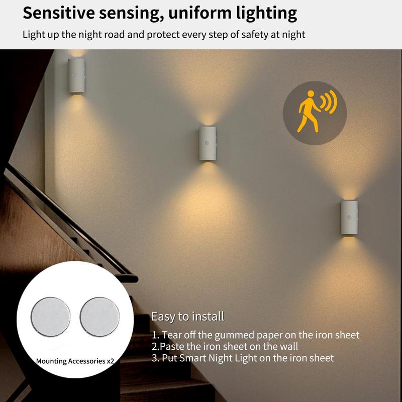 Product Introduction of Magnetic Smart Night Light, Rechargeable Motion Sensor LED Night Light, Adjustable Brightness Level Night Light for Bedroom, Hallway Stairs, Entrance 3