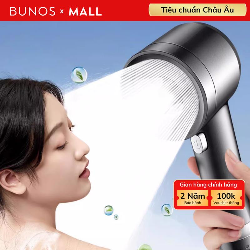 Vòi Sen Tăng Áp BUNOS với 4 Chế Độ Nước | Đầu To Phun Mạnh – Xoay Linh Hoạt Để Chuyển Đổi | Bảo Hành Chính Hãng 2 Năm