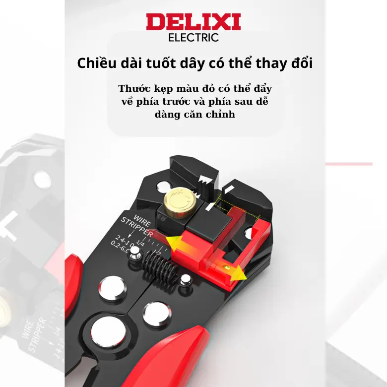 Kìm tuốt dây điện đa năng Delixi - tuốt dây, cắt dây, kẹp đầu cos 1