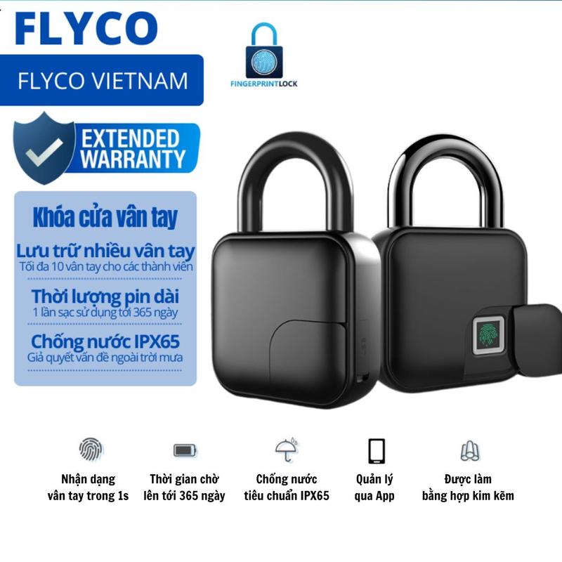 Voucher 20% Ổ Khoá Vân Tay Loại Cỡ Lớn Thông Minh pin sạc 1 năm - chống trộm,chống cắt,chống nước Flyco Phù hợp Cửa nhà,Cổng,Thùng hàng,Tủ bảo mật Khóa xe - Chính Hãng chốt gài mã số Tuya tự động khoa gạt nhôm gỗ điện tử