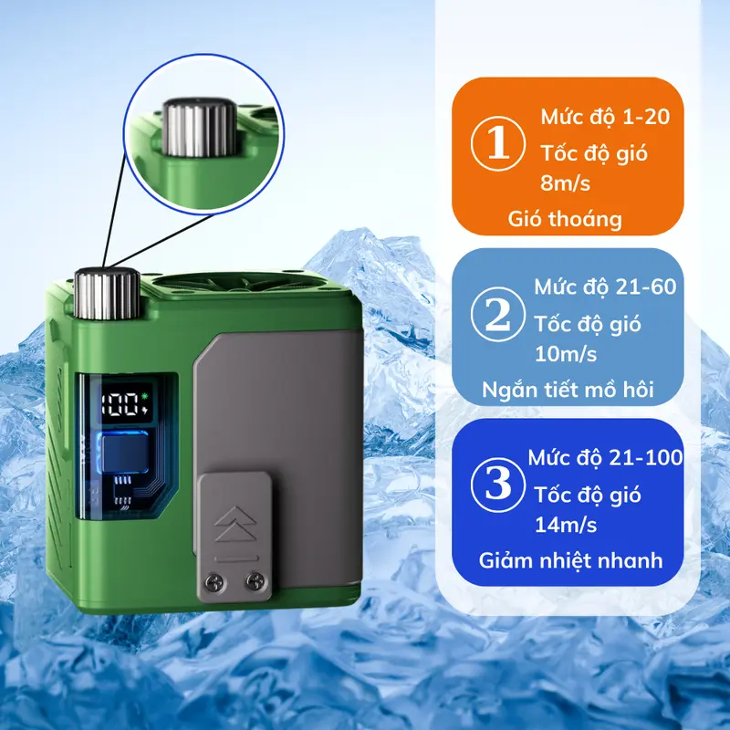Quạt Tích Điện MUSELOVE, Kẹp Quần Áo, Dung Lượng 10000mAh, Sử Dụng Lên Đến 8h, 100 Mức Độ Gió-QQA01 3