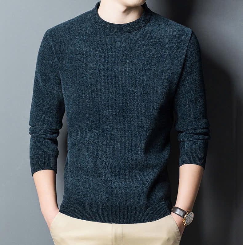 Áo len nam lót lông cổ tròn co giãn 4 chiều mềm mịn siêu ấm Bigsize