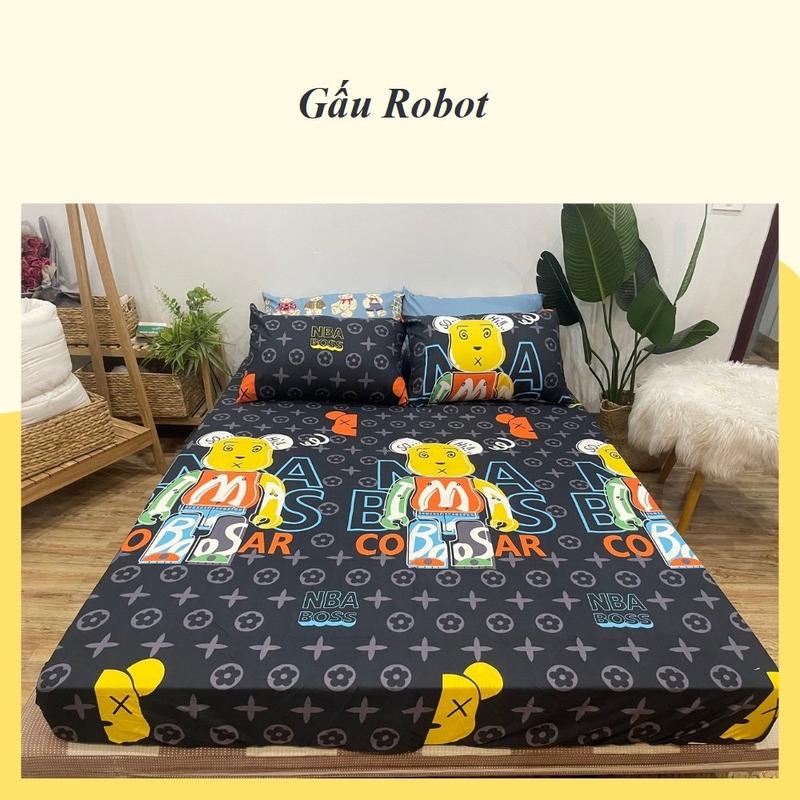 Ga Giường Cotton Poly Mẫu Đẹp Đủ size 1m2 1m6 1m8 2m2 (tặng kèm 2 vỏ gối) [Gấu robot]