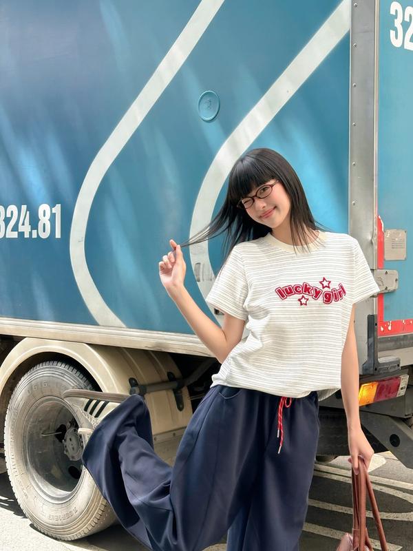 KIDO - Áo thun tay ngắn cổ tròn LUCKY GIRL