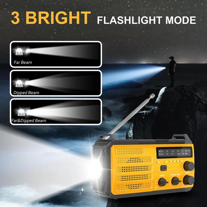 Solar Powered Hand Crank Radio, AM/FM Radio with SOS Emergency Alert, Multifunctional Radio with Compass & Flashlight for Camping, Hiking, Outdoor Adventure 4