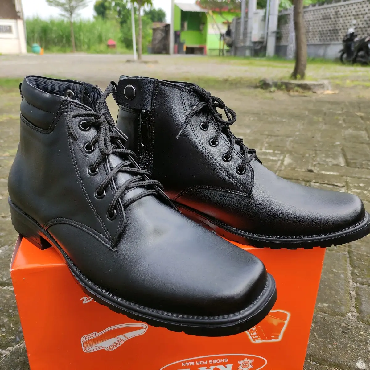 Sepatu Pdh Resleting Kulit Sapi Asli Dinas TNI POLRI POLISI SECURITY SATPAM Hitam Pria