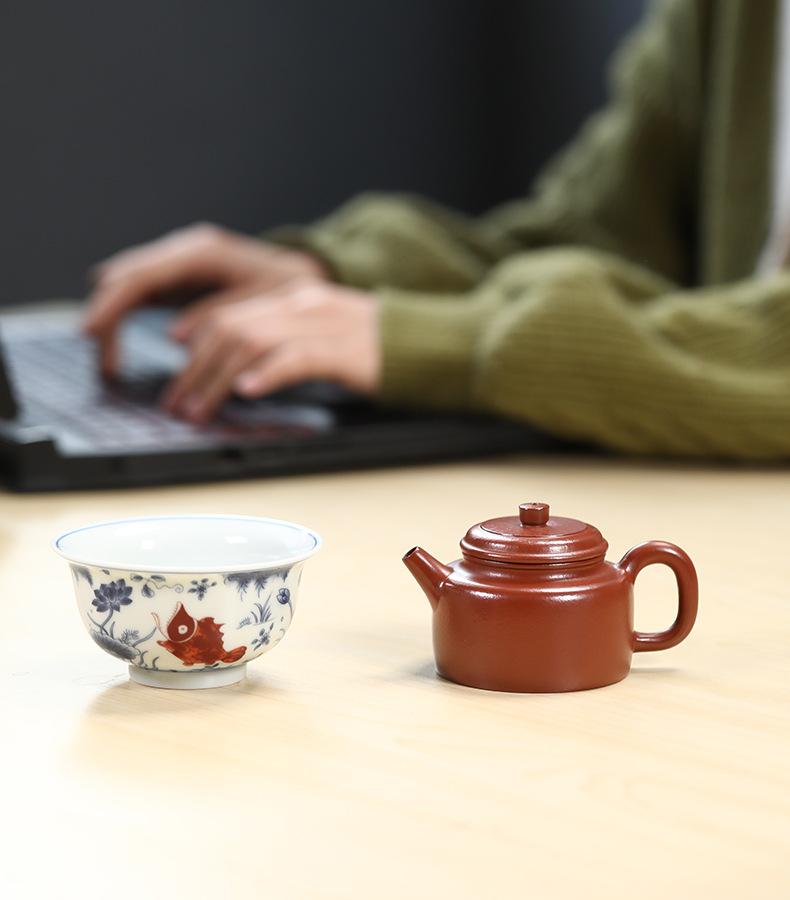 Product Introduction of # Zisha Teapot# Life-Long Fidelity Yixing Zisha Teapot Handmade Famous Authentic Tea Size Capacity Tea Set Suit Yixing Zisha Teapot Wrinkled Cinnabar Single Tea Making Dezhong Teapot 13