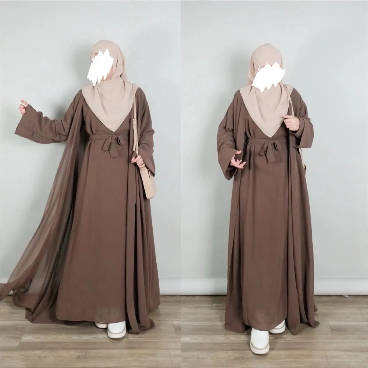 Salwa abaya set dapat 2 baju gamis dan outer Wanita  model baru kekinian/gamis jumbo M L XL Dress Muslim Mewah