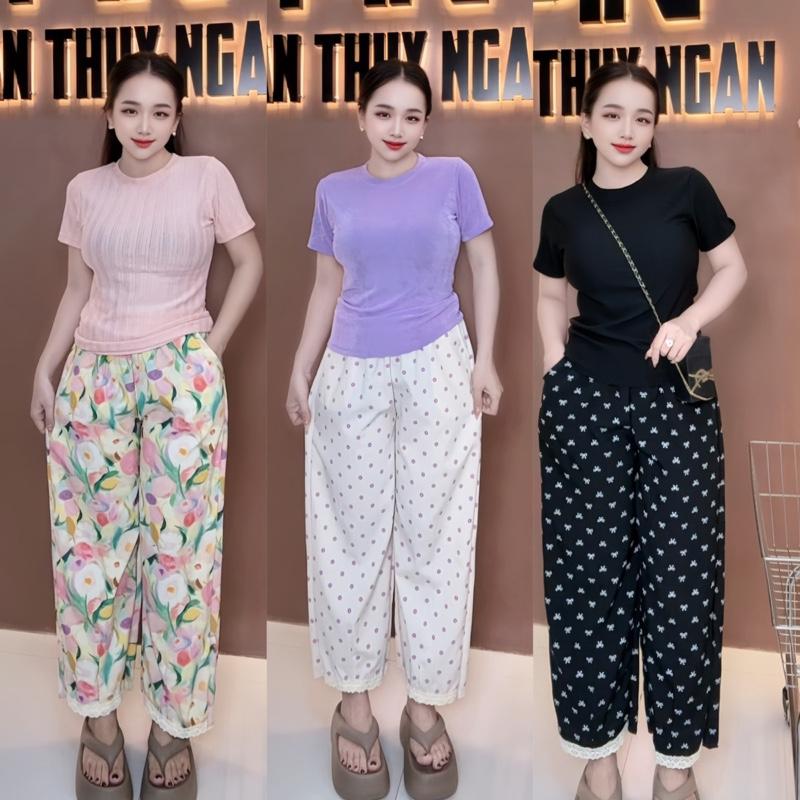 [40-60KG] SET PHỐI 9T ÁO THUN XƯỚC/NHŨ QUẦN CHẤT ĐŨI XƯỚC MỀM ĐẸP LAI REN cho nữ,vải mềm mịn 0