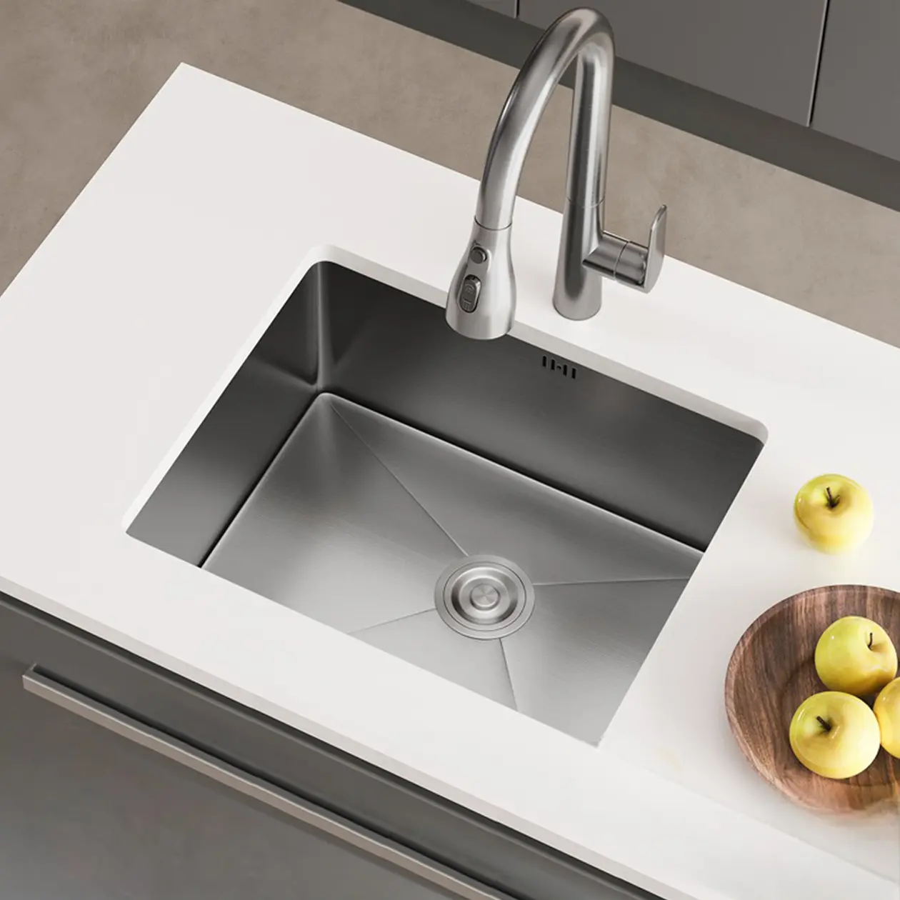 304 Stainless Steel Large Single Bowl Kitchen Multi-purpose Veggie and Dishwashing Sink Island Undermount Sink