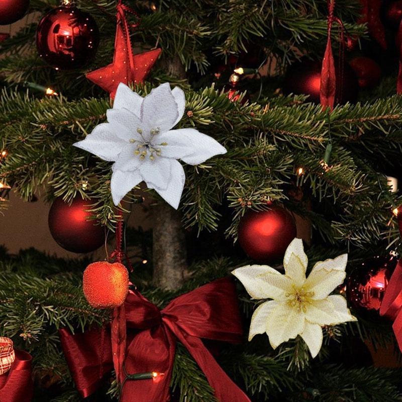 Product Introduction of 13cm Imitation Gold Edged Christmas Flowers Gold Pink DIY Christmas Tree Decoration Flowers 3