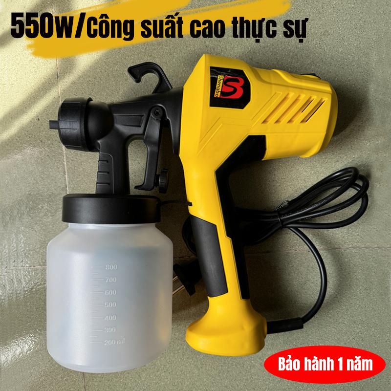 Máy Phun Sơn Cao Cấp Cầm Tay Công suất 550W S.úng Phun Sơn Dùng điện 220V - Bình 800ML Siêu Bền