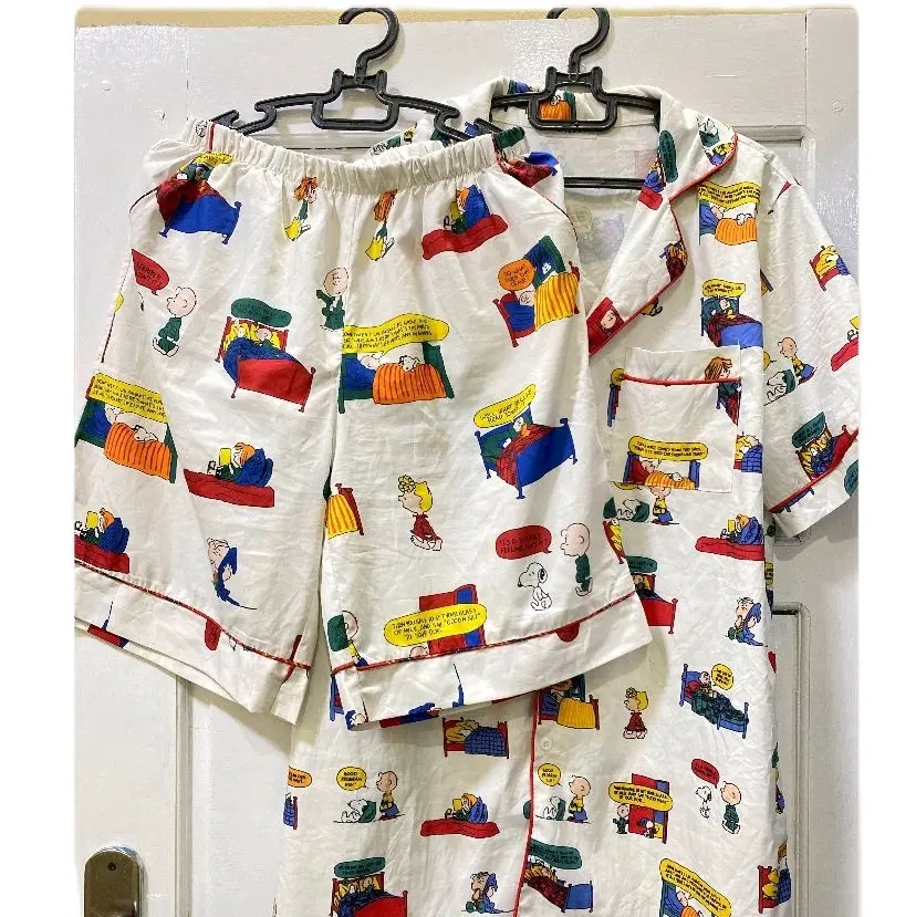 SET PIYAMA PENDEK KARAKTER MOTIF KARTUN LUCUU Wanita