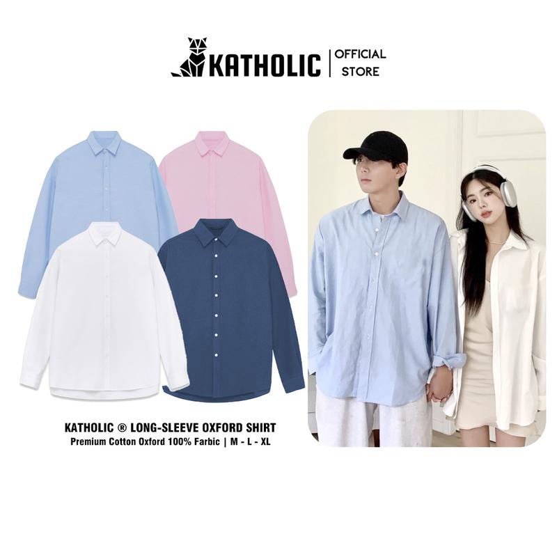 Áo Sơ Mi Trơn Tay Dài Nam Nữ Hàn Quốc Local Brand KATHOLIC Chất Liệu Oxford Form Rộng 4 Màu Trắng, Hồng, Xanh, Navy KAT019 Menswear