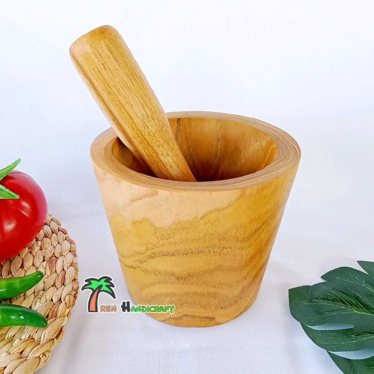 ARENHANDICRAFT Lumpang kayu jati DM 13cm