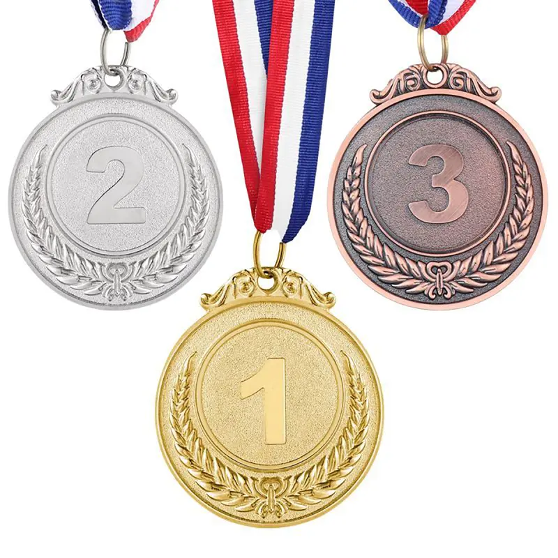Medali Warna Emas Perak Perunggu Plus Medalion Mendali Gold Silver Bronze Penghargaan Lomba Kejuaraan Olimpiade Hadiah Wisuda Souvenir/Medali Anak-Anak 1
