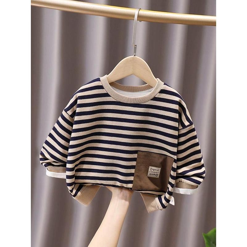 Áo Len Trẻ Em, Hàng Mới Về, Dài Tay, Bộ Sưu Tập Mùa Xuân Và Mùa Thu, Thiết Kế Sọc, Thích Hợp Cho Bé Trai Và Bé Gái, Thời Trang, Phong Cách Thường Ngày 2024 1