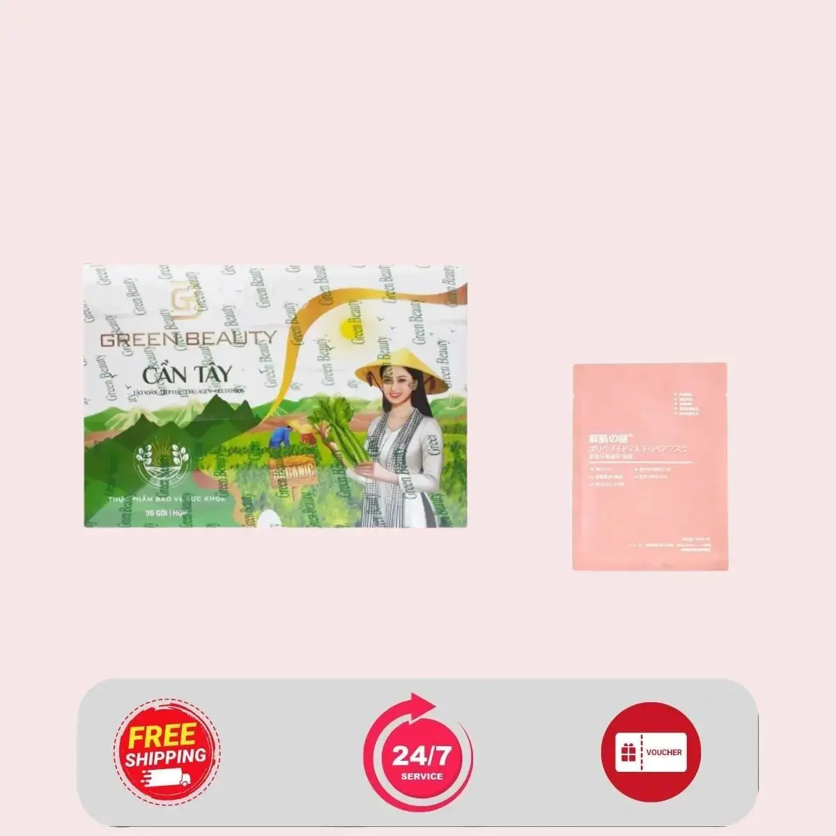 bột cốm cần tây Green Beauty phiên bản mới 36 gói Tặng kèm mặt nạ