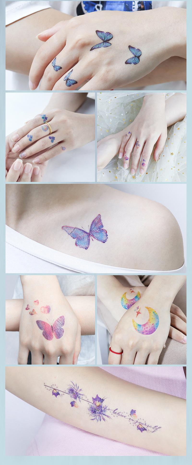 Product Introduction of Sparkling Pink Gradient Butterfly Wings Tattoo Eyecorner Facial Stickers Children's Eye Makeup DIY Stickers Fish Scale Performance Fashion Show 4