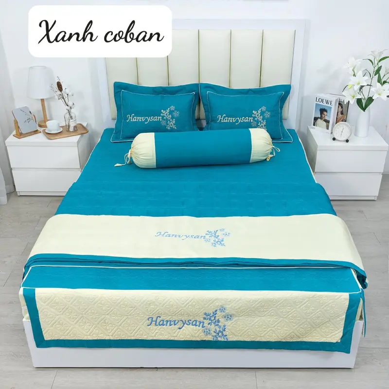 SET BỘ 5 MÓN ( 1 vỏ chăn + 1 ga phu + 2 áo gối đầu+ 1 áo gối ôm) 5