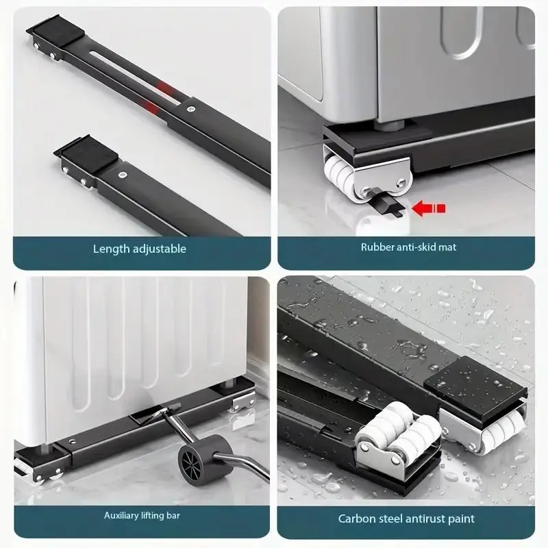 Stainless Steel Washing Machine Base, Durable Adjustable Length Anti-slip & Anti-rust Washing Machine Stand, Easy To Assemble Large Appliance Base 8