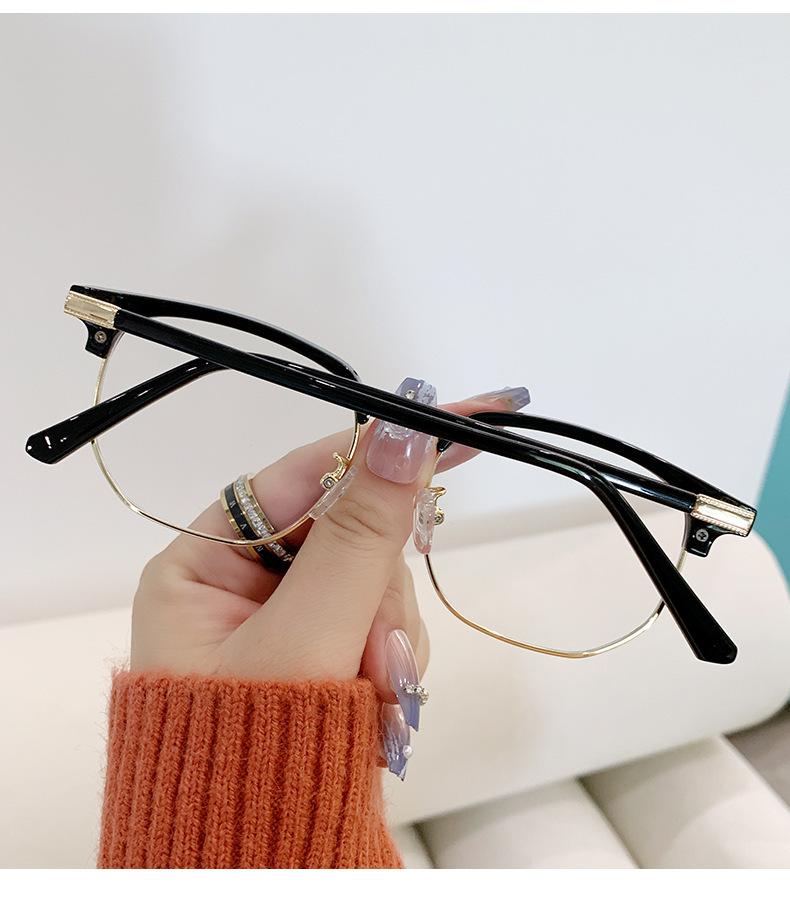 Product Introduction of New Retro Personalized Eyebrow Frame Men's Business Leisure Trend Half Frame Female Anti Blue Light Glasses Plain Glasses for Bare Face 13
