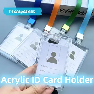 Tempat Kartu Id Card Akrilik 2 Sisi Bening Transparan Vertikal Horizontal ID Holder Name Tag
