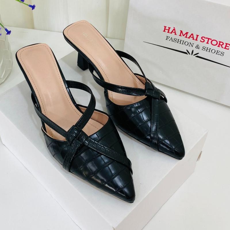 Sục cao gót Giày cao gót bít mũi vân da cá sấu cao 6 phân ( X3 ) - FROM NHỎ TĂNG 1 SIZE Nữ DéP