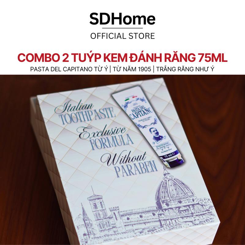 COMBO HỘP 2 TUÝP Kem đánh răng cao cấp Pasta del Capitano từ Ý | Không chứa Paraben SLS Trắng Răng Nữ Women kemđánhrăng sản phẩm đơn làm trắng làm trắng răng fast white kem đánh trắng răng