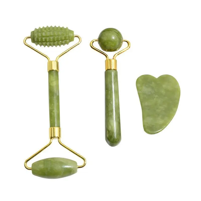 massager  Guasha Natural Stone Massage Face Jade Roller Gua Sha Massage Tool Set for Spa Body Visage Rouleau De Massage Rouleau Visage neck  massager gua  sha